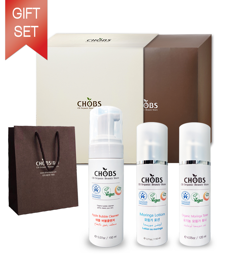 [ʼƮ]CHOBS()ùŬ150ml,120ml,μ110ml
 [Skin care set] CHOBS Apple Bubble Cleanser, Moringa Lotion,Moringa Toner