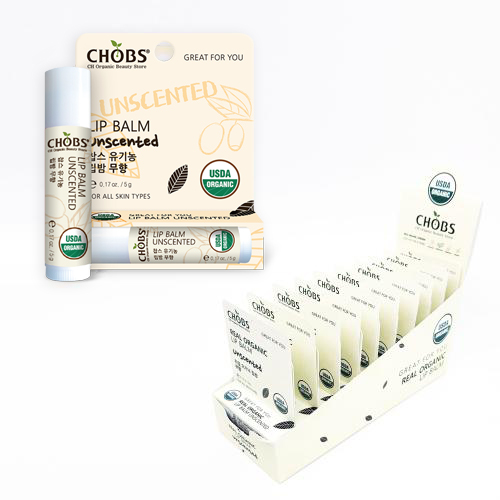[USDA]CHOBS()    (5g*20EA/1RRP BOX) (5g*20EA/1RRP BOX)
 [USDA]CHOBS Organic Lip Balm Unscented Retail Ready Package