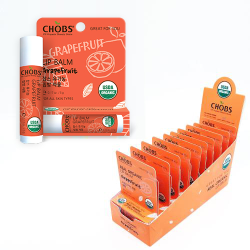 [USDA]CHOBS()  ڸ (5g*20EA/1RRP BOX) ((5g) x 20EA)
 [USDA]CHOBS Organic Lip Balm Grapefruit Retail Ready Package