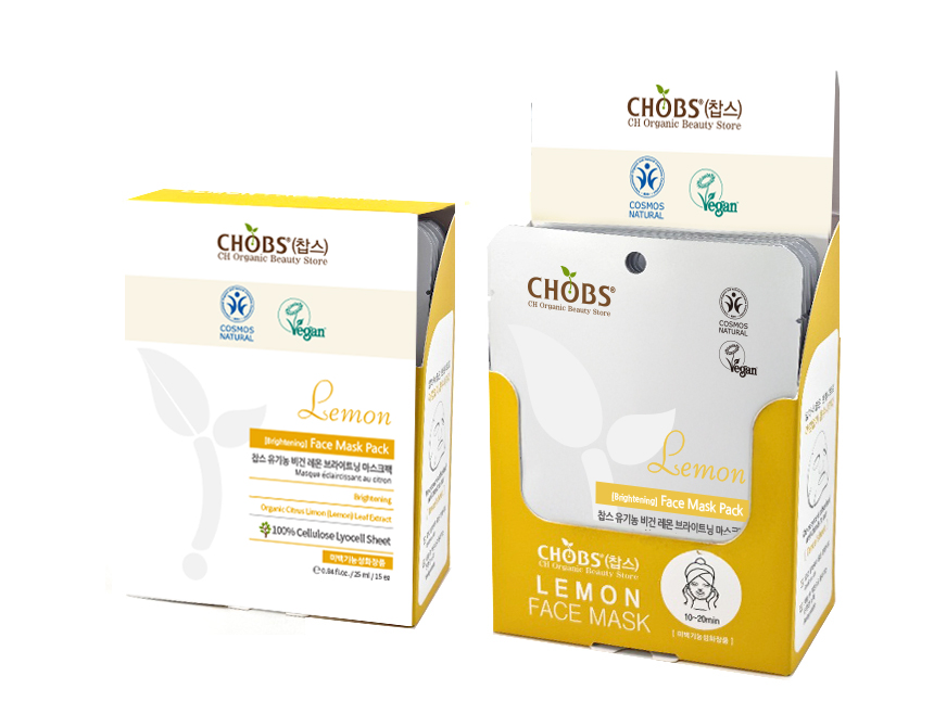[BDIH]CHOBS()   ȭƮ ũ(25mlx15) (RRP(25mlX15))
 CHOBS Organic Vegan Lemon Whitening Face Mask Pack 25ml*15ea