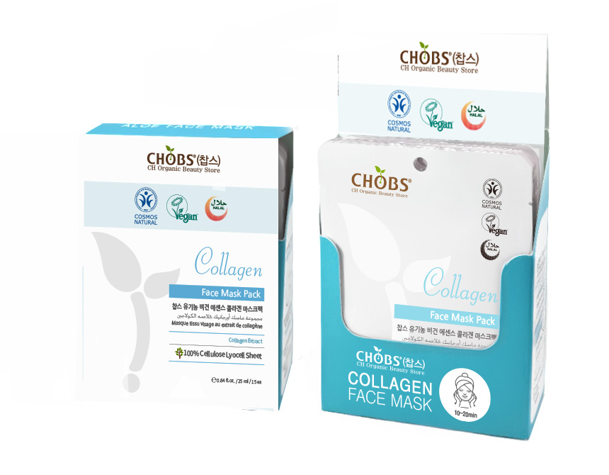 [BDIH]CHOBS()   ݶոũ(̰/25mlX15) (RRP(25mlX15))
 CHOBS Organic Vegan Essence Collagen Face Mask Pack 25ml*5ea